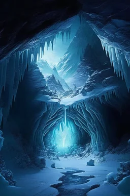 A frozen underground cave large like hollow earth