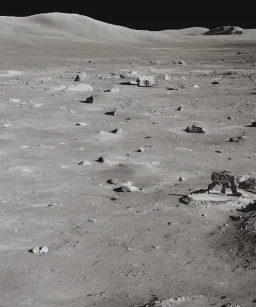 Ancient temple on the lunar surface with earth in background