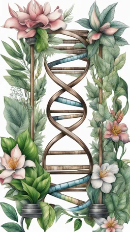 Color Logo tattoo DNA around it plants, white background, intricate details, highly detailed, high details, detailed portrait, masterpiece,ultra detailed, ultra quality