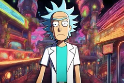 Rick in 8k realistic anime drawing style, Rick and morty world, close picture, neon, intricate details, highly detailed, high details, detailed portrait, masterpiece,ultra detailed, ultra quality