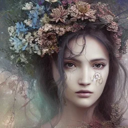 Insanely detailed photograph of an “portrait of gorgeous Greek goddess ” with intricate hair, intricate embroidered dress, beautiful clear face and hyperdetailed painting by Ismail Inceoglu Huang Guangjian and Dan Witz CGSociety ZBrush Central fantasy art album cover art,8K, hdr, romantic, mysterious, ominous, flowers, jewelry, comfort, natural eyes, arms open for embrace