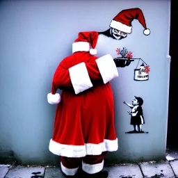 santa, 35mm film camera, banksy