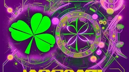 rave poster with Four-leaf clover and laser