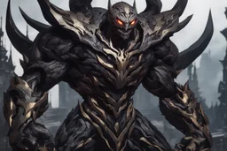 Golem with no eyes in 8k solo leveling shadow artstyle, venom them, no eyes, evil laugh smile, full body, apocalypse, intricate details, highly detailed, high details, detailed portrait, masterpiece,ultra detailed, ultra quality