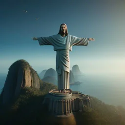 Christ the Redeemer, spring, flying birds, unreal engine 5, cinematic lighting, realistic, hyper detailed, 8k, octane render, cinema 4d