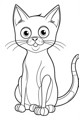 blank colouring book, simple picture for toddlers, cat with one tail, disney and pixar style