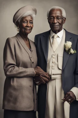 married couple of elderly dark-skinned, dressed in diplomatic clothing