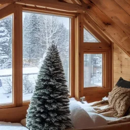 December cozy house inside a snowglobe