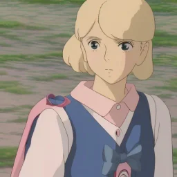 A very cute girl full body,wearing a short skirt,with blonde hair with a fade of light pink,sailor uniform,full round face,teenage girl