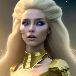 beautiful cosmic woman, long blond hair, nice smiling, magic glamour make up, delicate colors, beautiful glamour galactique dress, ultra sharp focus, 8k, unreal engine 5, extremely sharp detail, light effect, soft light atmosphere of a spaceship, smooth, full of details, face in front, complete vision of face and hair and body