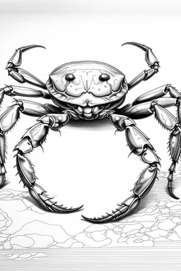 Outline art, no shading, full body crab, black and white, low detail, --ar 9:11