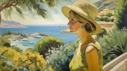 cote d'azur woman looking at nature painting neoclassism 60