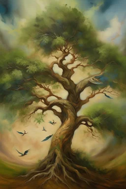 painting of a winging tree