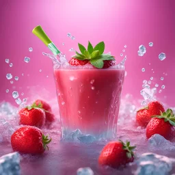 Icy strawberry flavor for drinks and smoothies With 3D technology and 8K resolution In attractive colors