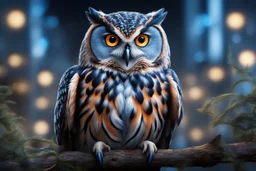 Owl in 8k venom drawing, symbiote effects, blue lights, sky , intricate details, highly detailed, high details, detailed portrait, masterpiece,ultra detailed, ultra quality