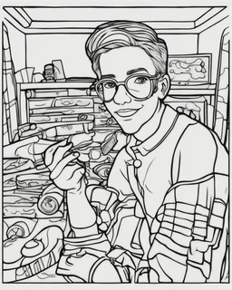 coloring page for teens, simple outlines art, cartoon style, outline drawing, bold outlines, clean and clear outlines, no tones color, no color, no detailed art, art full view, wide angle, white background, BENJAMIN O. DAVIS SR.