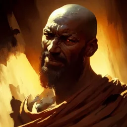 Portrait of a monk, grimdark, Frank Frazetta, Greg Rutkowski, hyperdetailed, dnd, trending on Artstation, Splash screen art, dynamic lighting, hyperdetailed, intricately detailed, a masterpiece, 8k resolution