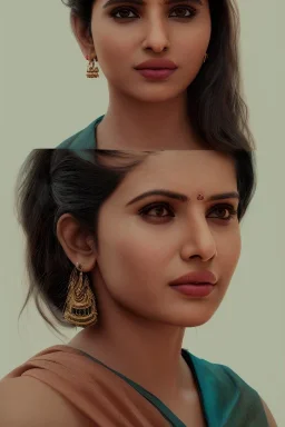 South Indian actress Samantha Ruth Prabhu, by Mahmoud Sai, Cartographic, Circuitry, Golden Hour, Closeup-View, 16k, Lumen Global Illumination, Diffraction Grading