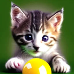 Cute kitten playing with a ball of string