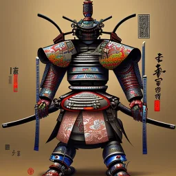 robot samurai, Ukiyo-e art, Colorful, vibrant, full of details