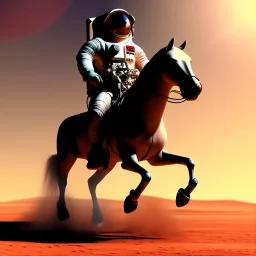 An astronaut riding horse on mars