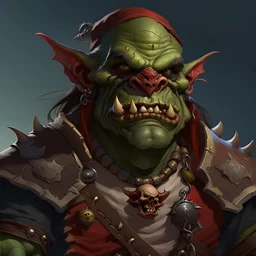 Large proud and orederly pirate orc dnd digital art