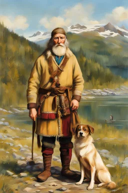 Native Norwegian person and his dog