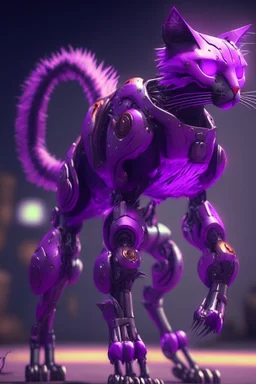 Purple cat flamingo robot fused ,Unreal Engine, cinematic lighting