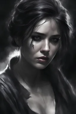 black,,portrait of a lady with black soot on her facepain and fear,,domestic violence victim, bruises,dramatic lighting, dramatic lighting, sharp focus, contrast, digital painting, artstation, concept art,