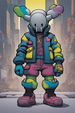 cyberpunk comic book hero chracter by kaws