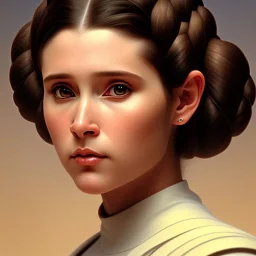 photorealistic princess leia in star wars ,braided hair, illustration on coarse canvas by William-Adolphe Bouguereau , ornate and intricate details