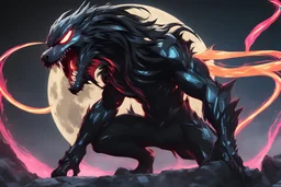 Venom beast in 8k solo leveling shadow artstyle, moon wolf them, neon effect, full body, ice, intricate details, highly detailed, high details, detailed portrait, masterpiece,ultra detailed, ultra quality