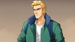 George is estimated to be 28 years of age (as of Broken Sword 4). His trademark appearance consists of blond hair, cut short in the back but left long in the front, as well as jeans with incredibly deep pockets and a blue-green jacket over a white t-shirt.