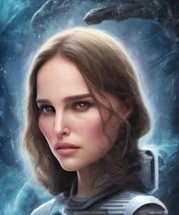 portrait Natalie Portman Star Wars with ocean nature