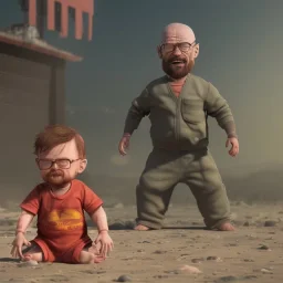 Walter white toddler, full body, angry, Buddha body, dynamic pose, tokio background, dramatic lighting, hyper realistic, unreal engine, 8k, upscale