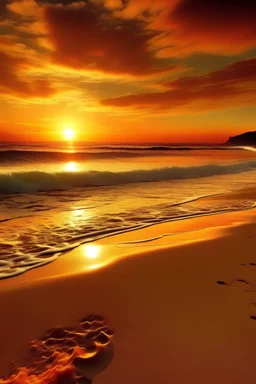 an idyllic sunset on a beach