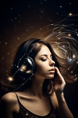 Beautiful Woman connected with space and music