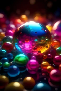 inside a pile of transparent jelly bubbles of weird colors with insect aliens inside, disco egg made of small mirror, light rayz, feast table ,shot on Hasselblad h6d-400c, zeiss prime lens, bokeh like f/0.8, tilt-shift lens 8k, high detail, smooth render, down-light, unreal engine, prize winning