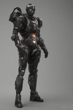 cyber ninja, black metal armor, futuristic suit, imperious, 8k resolution, overwatch