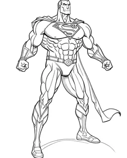 superman coloring page, full body (((((white background))))), only use an outline., real style, line art, white color, clean line art, white background, Sketch style