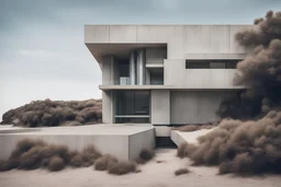 fachada de casa brutalista de costa