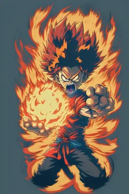 Angry anime design holding a fireball