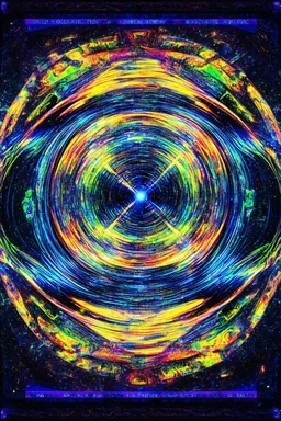 cosmic intelligence; surrealistic optical art; vivid palette
