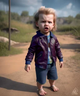 Penny Hofstadter toddler, full body, dramatic lighting, angry, hyper realistic,