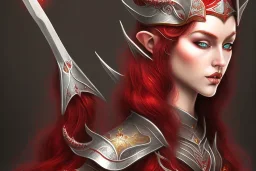 crimson haired sorceress elven