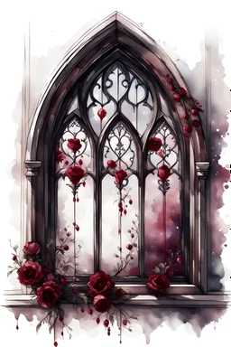 watercolor draw gothic vintage window, dark red with flowers, white lace and rubies, white background, Trending on Artstation, {creative commons}, fanart, AIart, {Woolitize}, by Charlie Bowater, Illustration, Color Grading, Filmic, Nikon D750, Brenizer Method, Side-View, Perspective, Depth of Field, Field of View, F/2.8, Lens Flare, Tonal Colors, 8K, Full-HD, ProPhoto RGB, Perfectionism, Rim Lighting, Natural Lightin