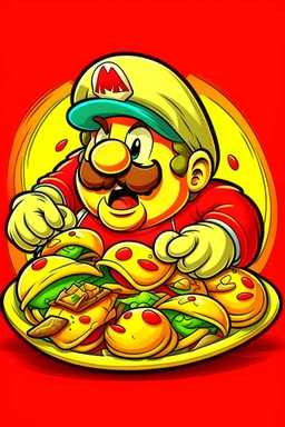 Super mario eating tacos.