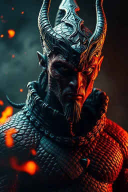 Michel Jackson , red skin, scales, unreal engine 6, high detail, intricate, cinematic. photoshoot style, intricate, studio lighting, masterpiece , highly detailed, 8k, best quality, fire, smoke, dramatic,d,<lora:mshn:0.7>,<lyco:Warrior_Couture:0.5>,