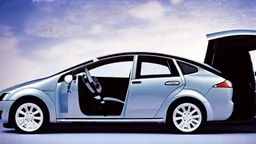 A Tesla's 'Model S Plaid' is parked, on the 'Cloud City' of the planet Bespin (from Star Wars). CINEMATIC. WIDE ANGLE LENS.