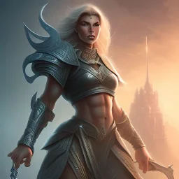 fantasy setting, giant woman, big muscles